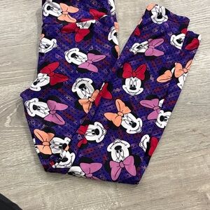 LuLaRoe Purple Minnie Mouse Bow Print Leggings